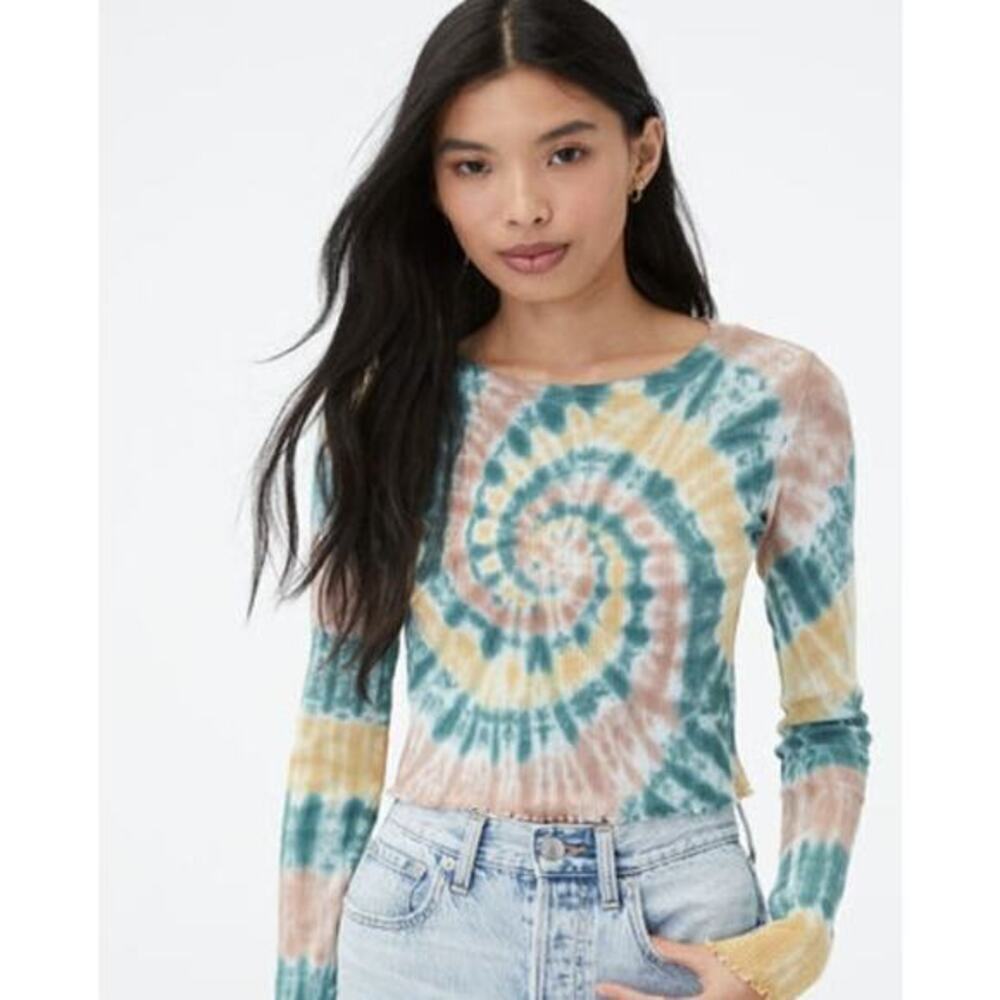 Aeropostale Long Sleeve Tie-Dye Cozy Cropped Shrunken Tee Size S